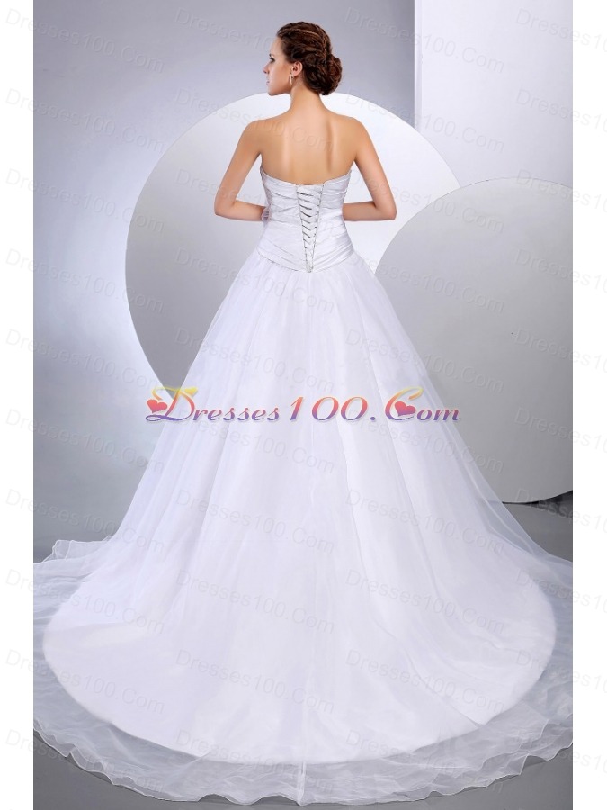 Ruched Wedding Dress Ruched A-line Cathedral Train