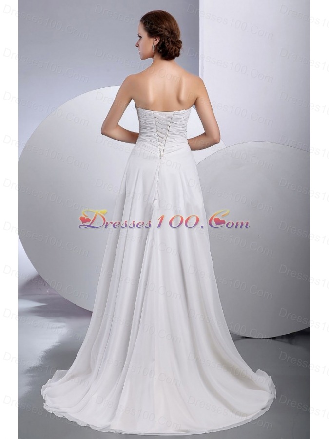 Beading Brush Train Chiffon Bridal Wedding dresses