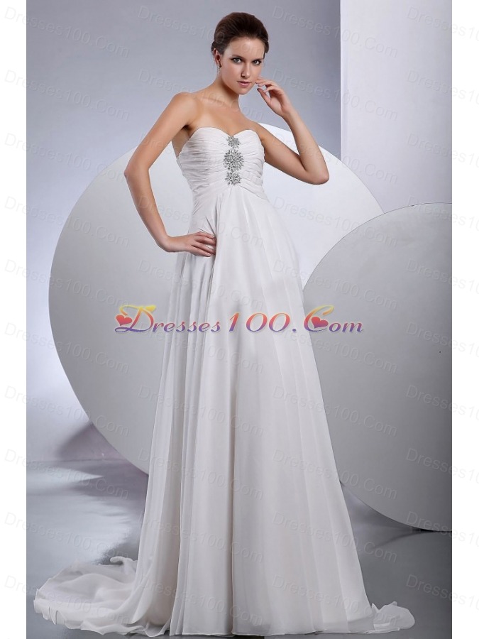 Beading Brush Train Chiffon Bridal Wedding dresses
