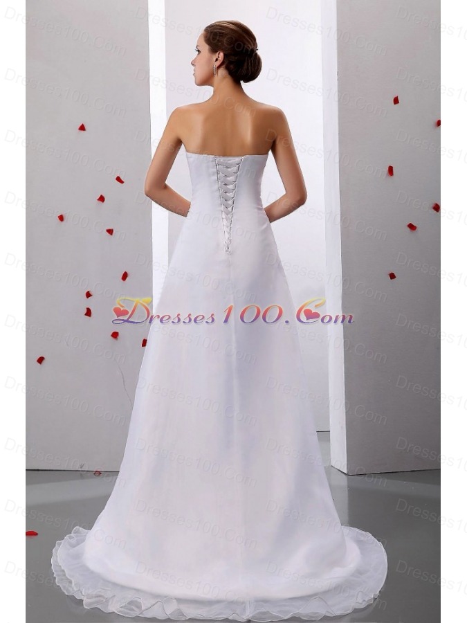 Appliques A-Line Bridal Wedding dress Brush Train