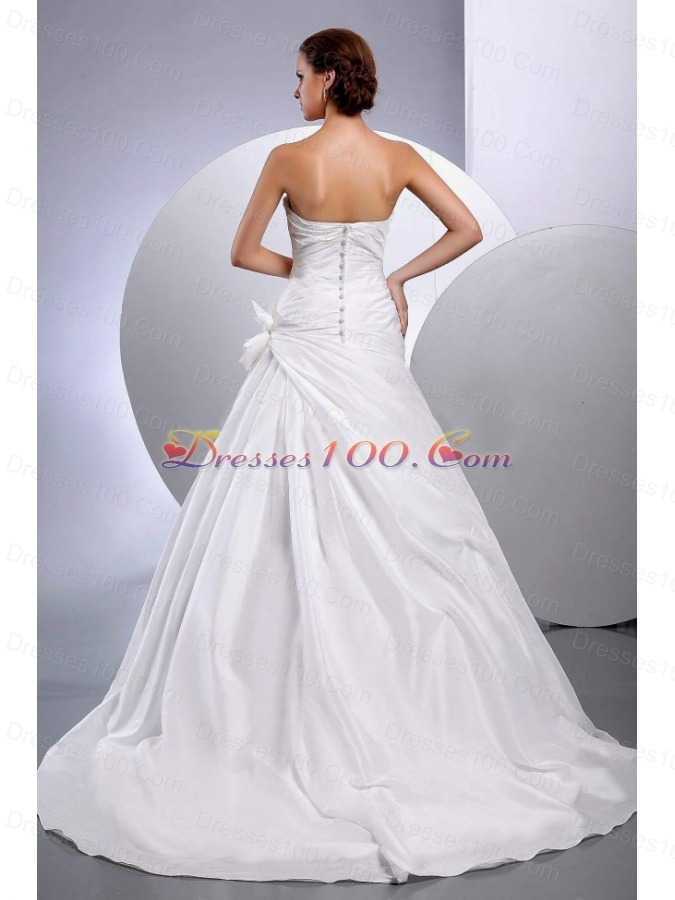 Handmade Flower Brides dresses Taffeta Court Train A-Line