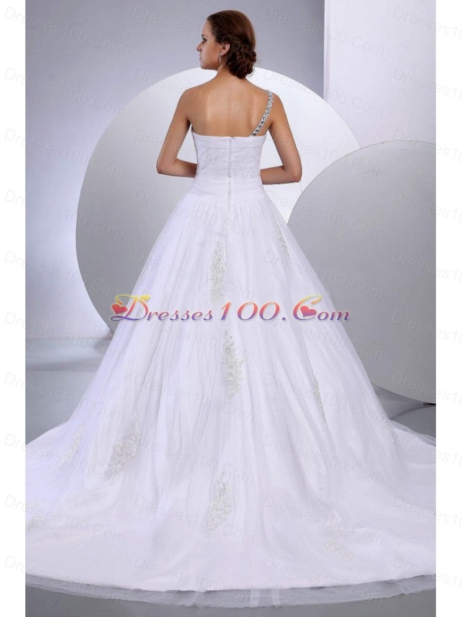 Dresses for Bridal One Shoulder Tulle Appliques A-Line