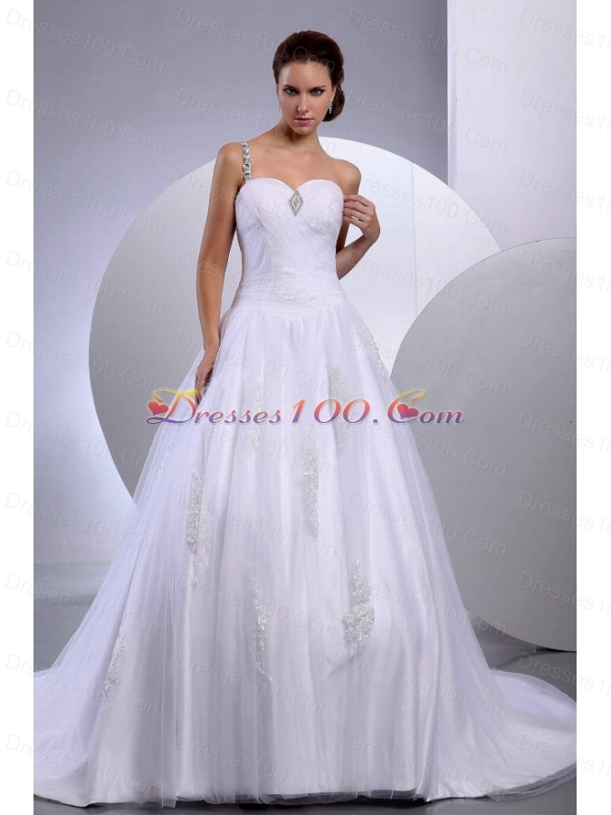 Dresses for Bridal One Shoulder Tulle Appliques A-Line