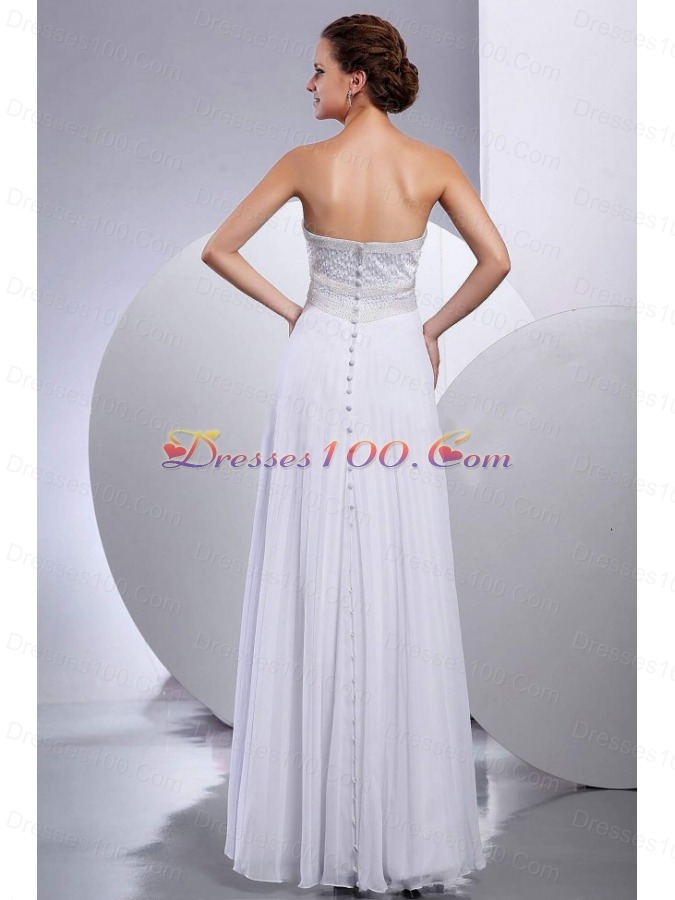 Beading Empire Chiffon Wedding Gowns Floor-length Strapless