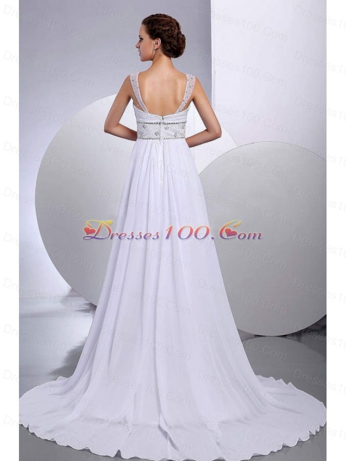 Beaded Wedding Gown Dress Chiffon Court Train