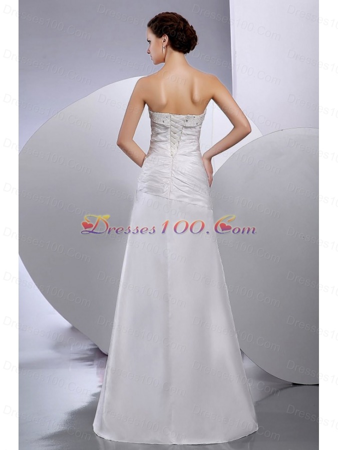 Taffeta Column Strapless Beaded Floor-length Wedding Dresses