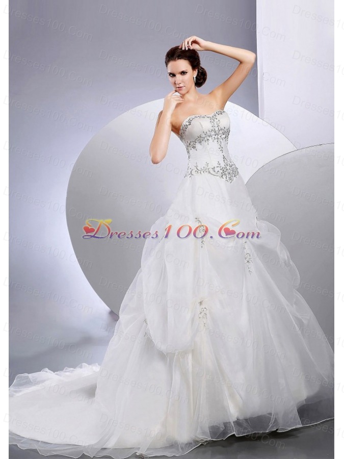 Pick Ups Organza Wedding Gown Dress Court Train