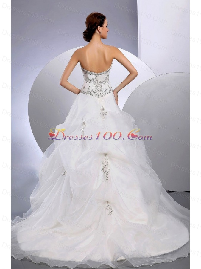 Pick Ups Organza Wedding Gown Dress Court Train