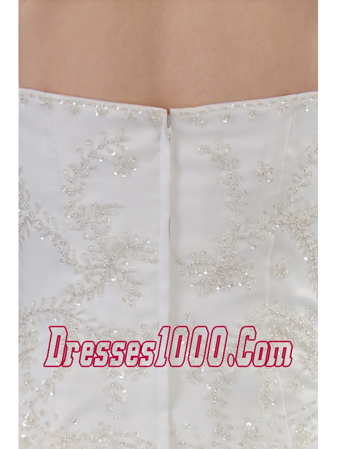 A-line Sweetheart Organza Appliques With Beading Wedding Dress