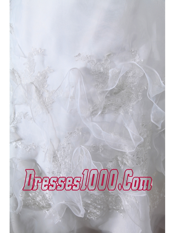 Appliques Ruching Sweetheart Ball Gown Wedding Dress