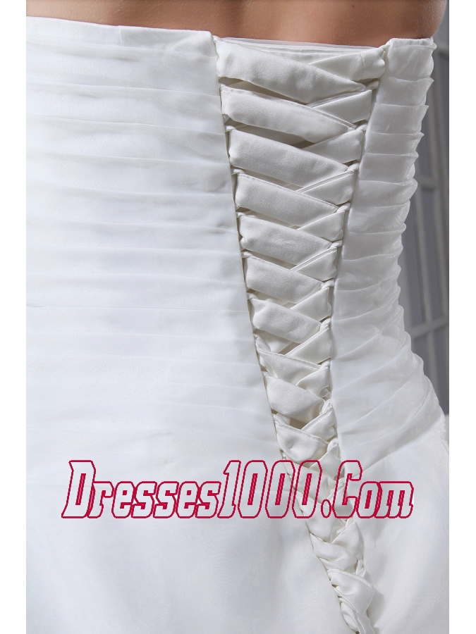 Appliques Ruching Sweetheart Ball Gown Wedding Dress