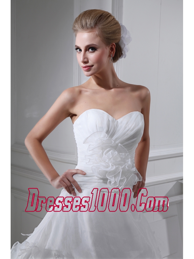 Appliques Ruching Sweetheart Ball Gown Wedding Dress