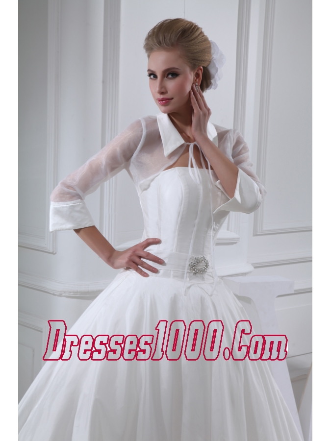 Beading Ball Gown Strapless Cathedral Train Wedding Dress