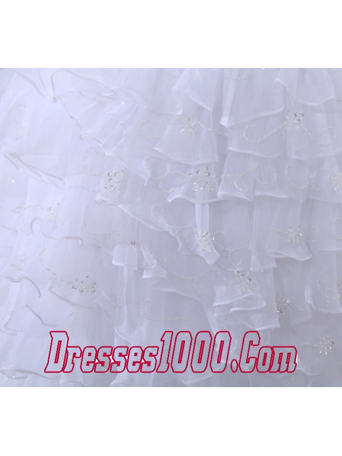 Beading Ruffles A-line Halter Court Train Wedding Dress
