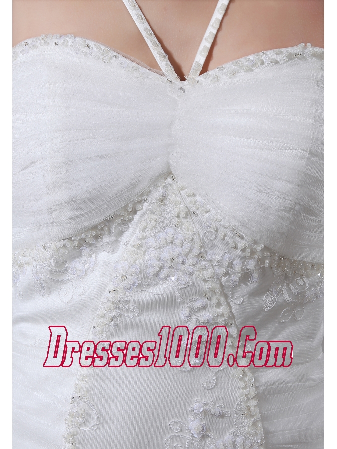 Embroidery Beding V-neck Ruching Mermaid Court Train Wedding Dress