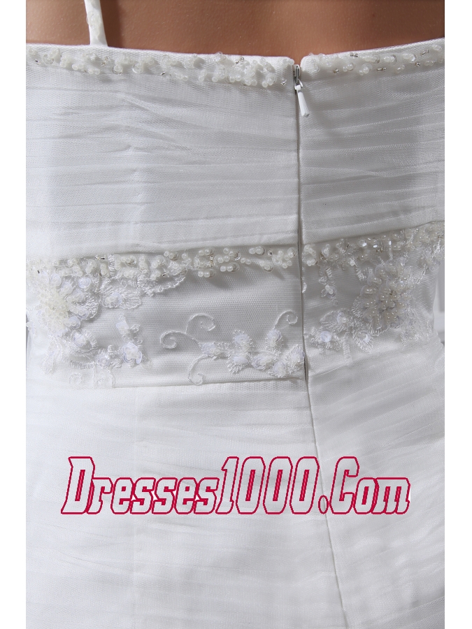 Embroidery Beding V-neck Ruching Mermaid Court Train Wedding Dress