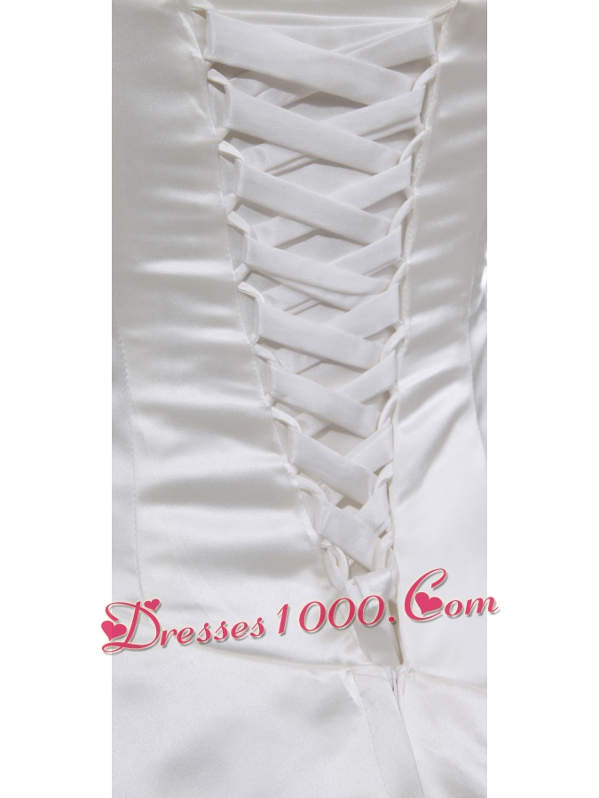 Hand Made Flowers A-line Chapel Train Strapless Wedding Dress