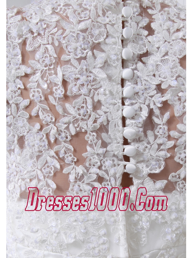 Lace Mermaid Chapel Train Square Wedding Dress