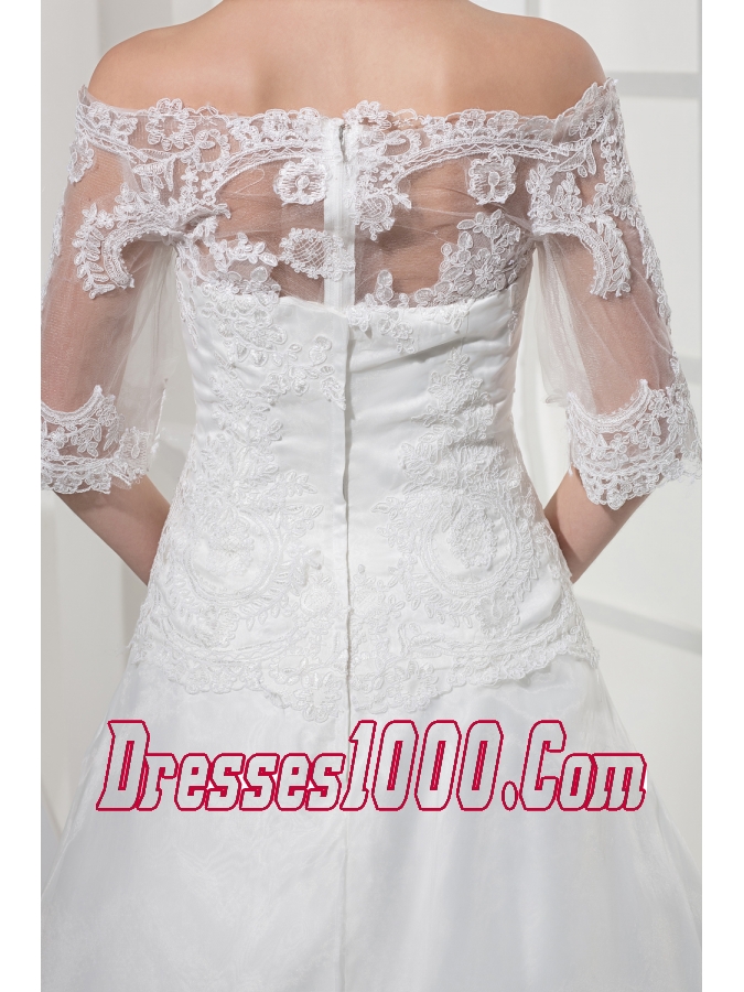 Off The Shoulder Princess Lace Long Half Sleeves Wedding Dress