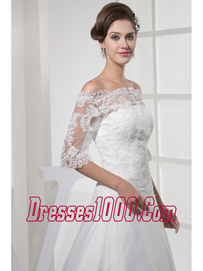 Off The Shoulder Princess Lace Long Half Sleeves Wedding Dress