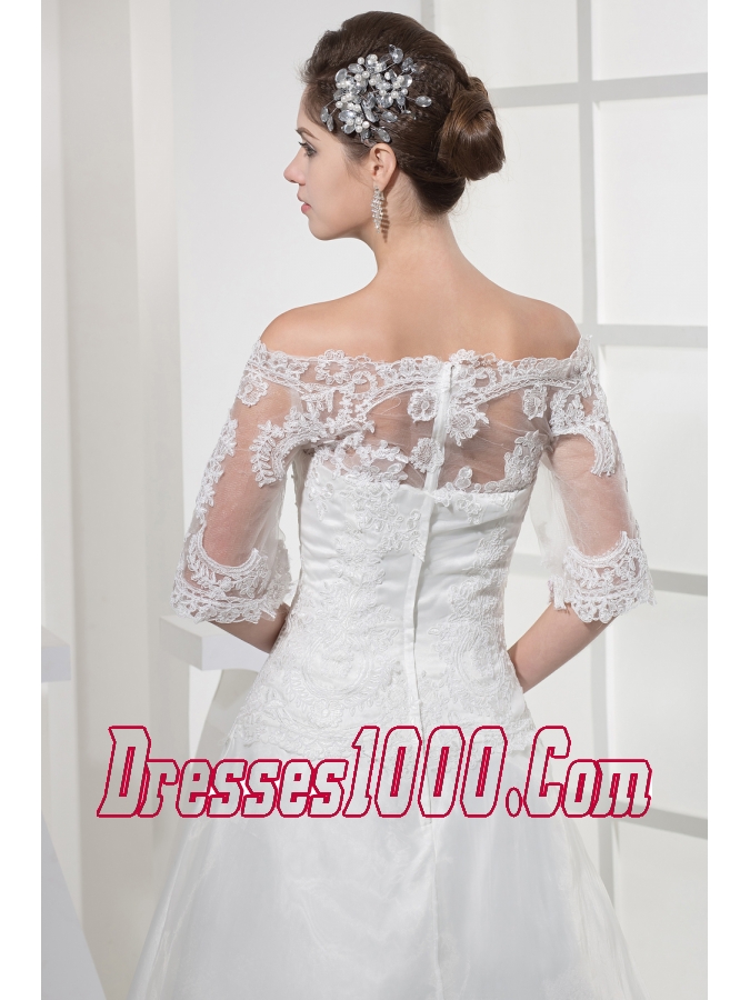 Off The Shoulder Princess Lace Long Half Sleeves Wedding Dress