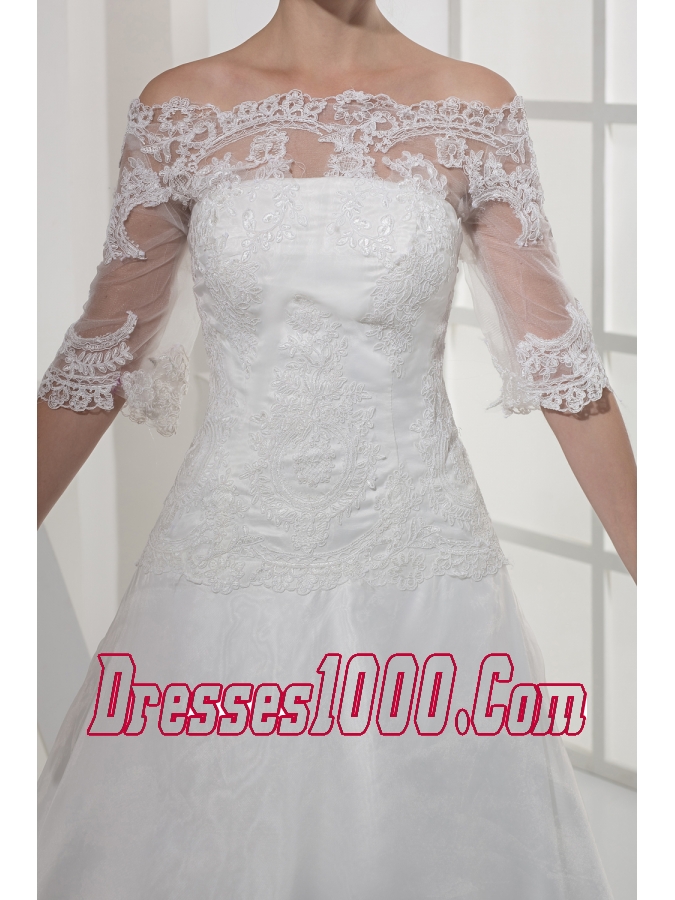 Off The Shoulder Princess Lace Long Half Sleeves Wedding Dress