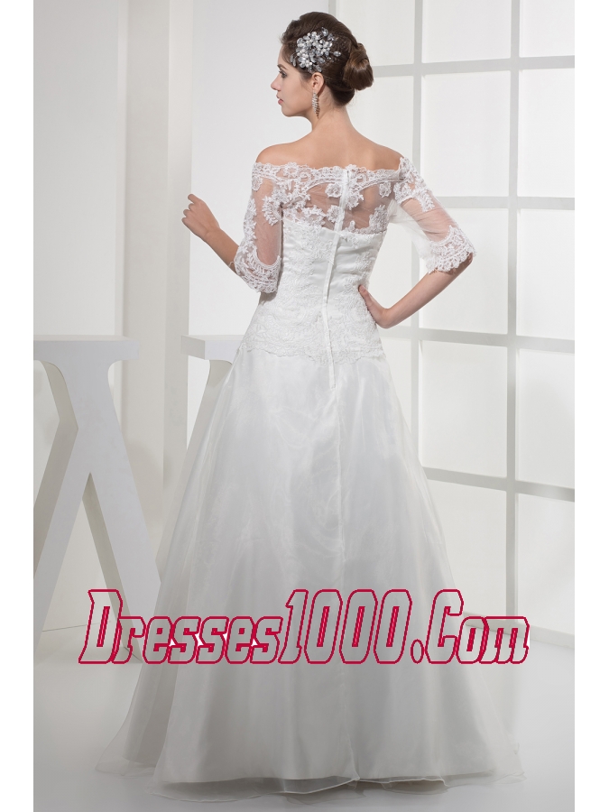 Off The Shoulder Princess Lace Long Half Sleeves Wedding Dress