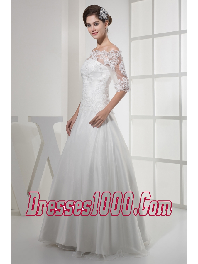 Off The Shoulder Princess Lace Long Half Sleeves Wedding Dress