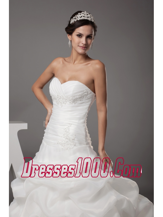 Pick-ups Sweetheart A-line / Princess Wedding Dress With Corset up Back