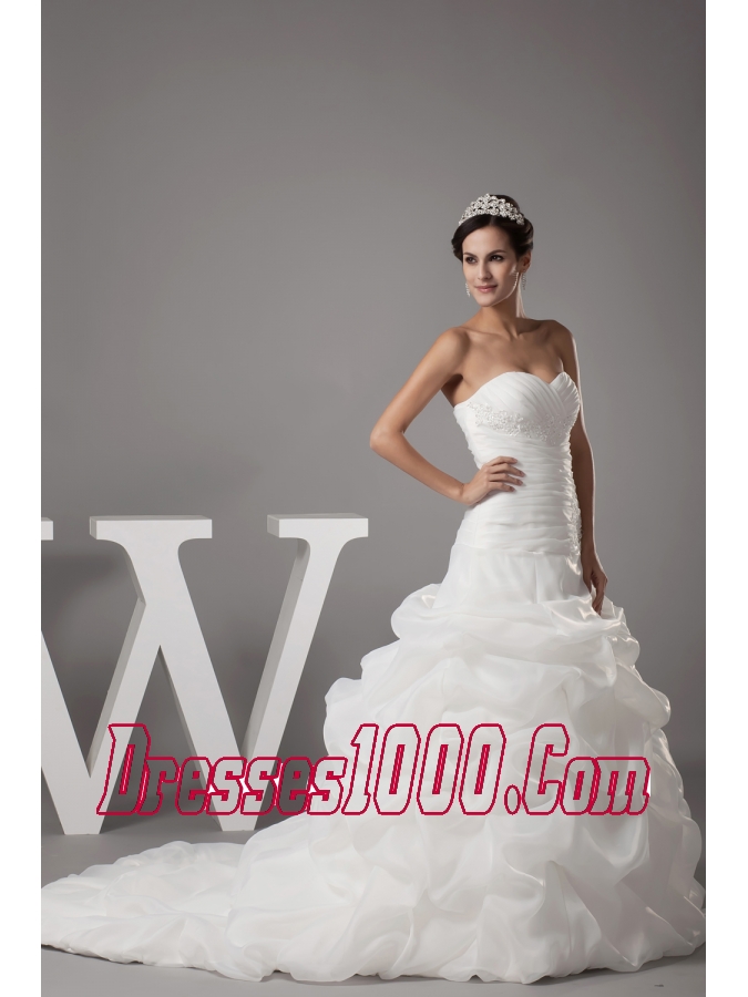 Pick-ups Sweetheart A-line / Princess Wedding Dress With Corset up Back