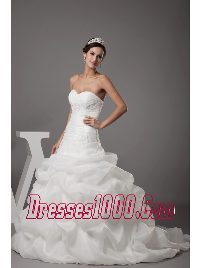 Pick-ups Sweetheart A-line / Princess Wedding Dress With Corset up Back