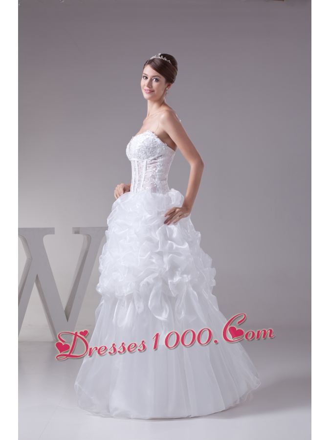 Spaghetti Straps White Pick-ups Lace Long Wedding dress