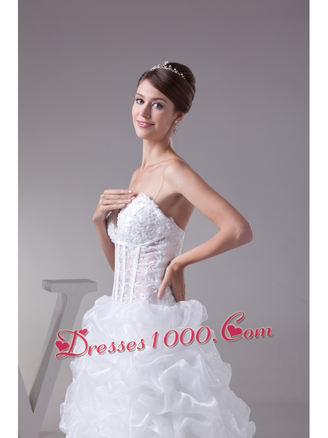 Spaghetti Straps White Pick-ups Lace Long Wedding dress