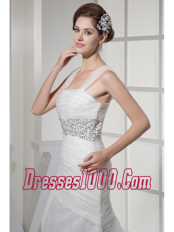 Square Neck Beautiful Beading Long Princess Wedding Dress