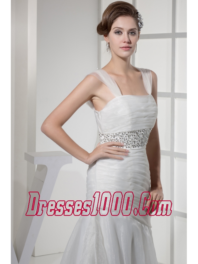 Square Neck Beautiful Beading Long Princess Wedding Dress