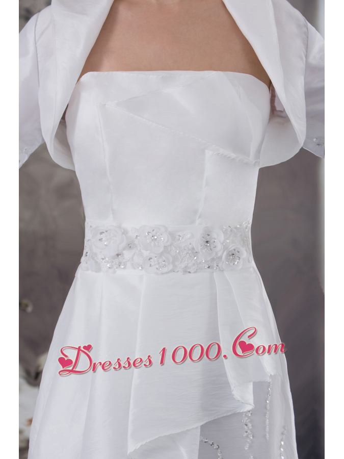 Strapless Column Jacket Beading Appliqes Wedding Dress