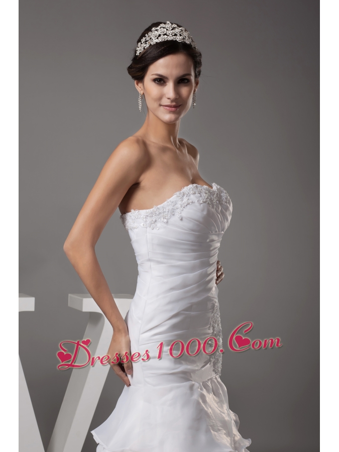Sweetheart Long Mermaid Appliques Wedding Dress For Custom Made