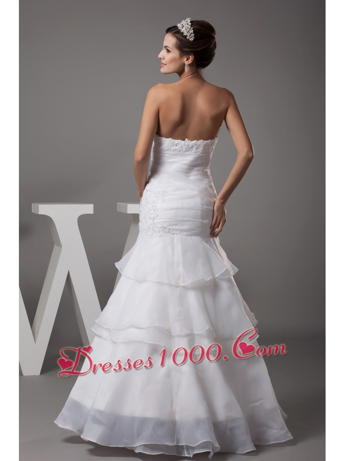 Sweetheart Long Mermaid Appliques Wedding Dress For Custom Made