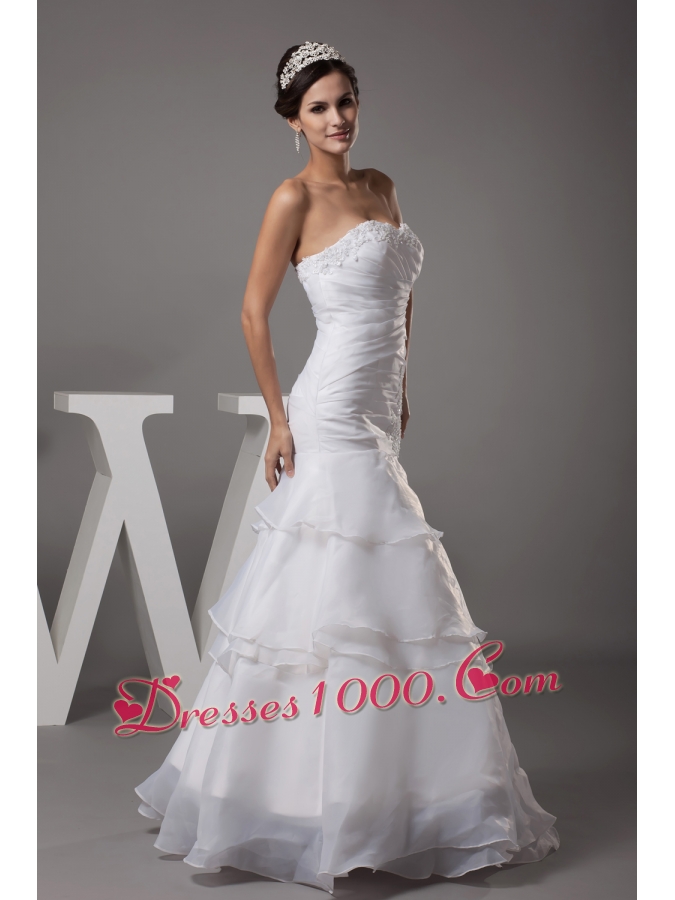 Sweetheart Long Mermaid Appliques Wedding Dress For Custom Made