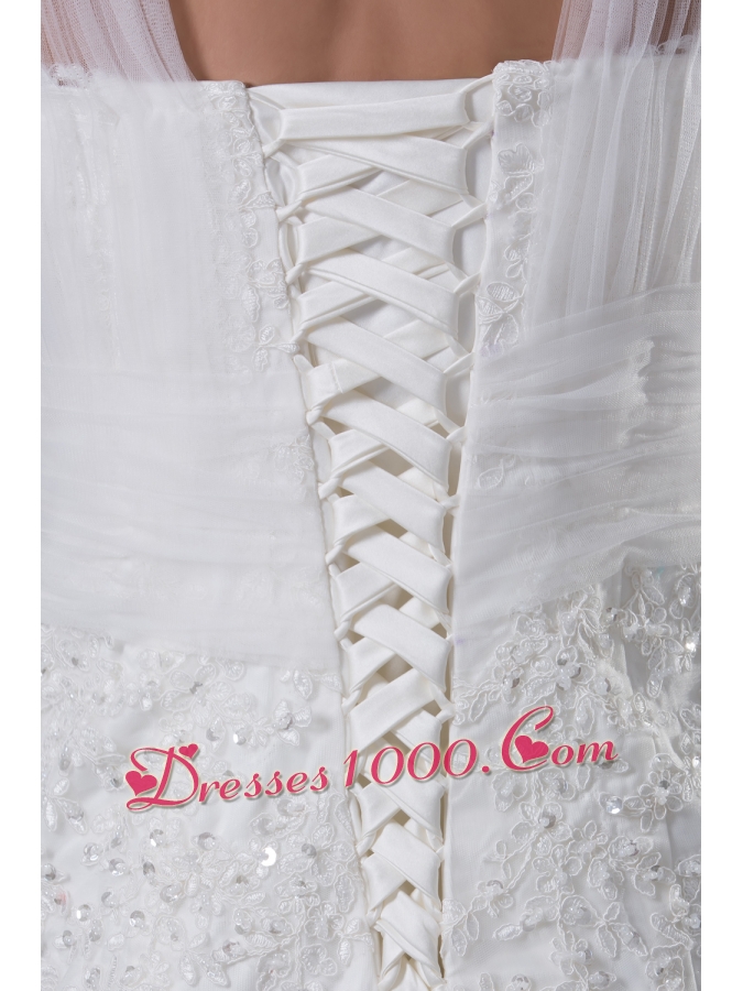 V-neck Mermaid Lace Brush Train Wedding Dress