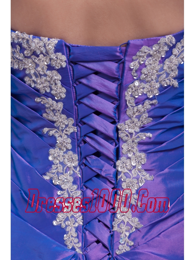 A-line Purple Pick-ups Appliques Hand Made Flower Quinceanera Dress
