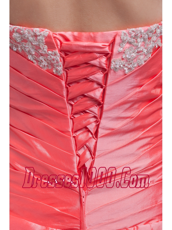 A-line Watermelon Red Pick-ups Appliques Quinceanera Dress