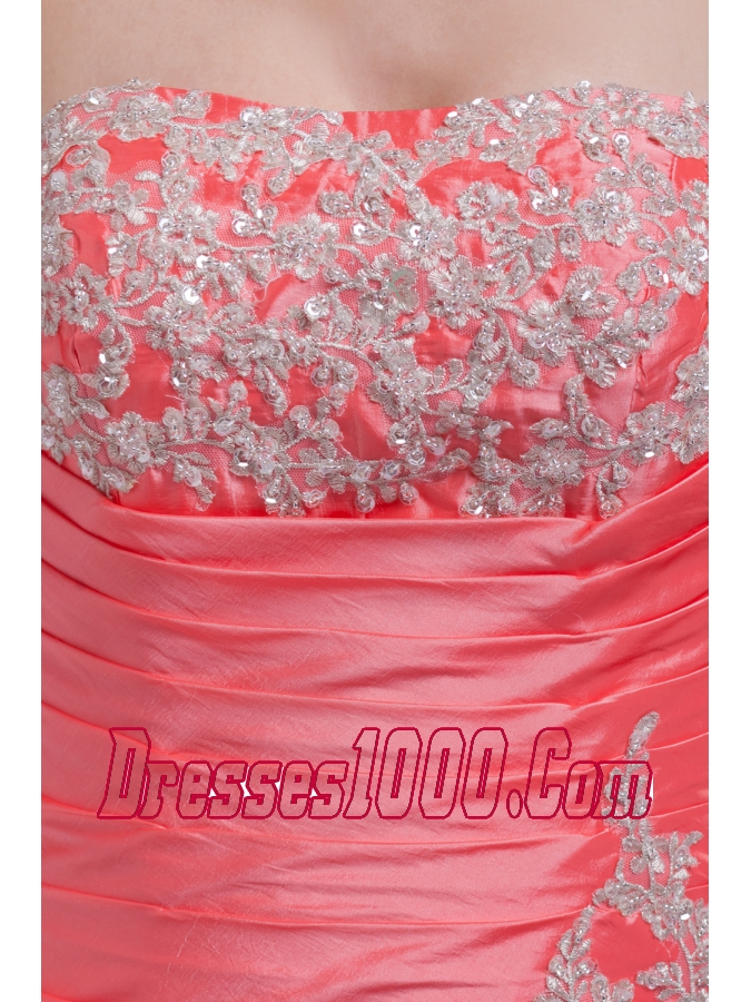 A-line Watermelon Red Pick-ups Appliques Quinceanera Dress