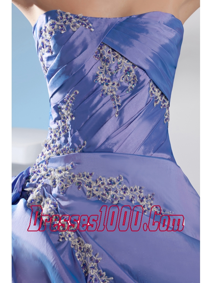 Appliques Ruching Ball Gown Floor-length Strapless Quinceanera Dress