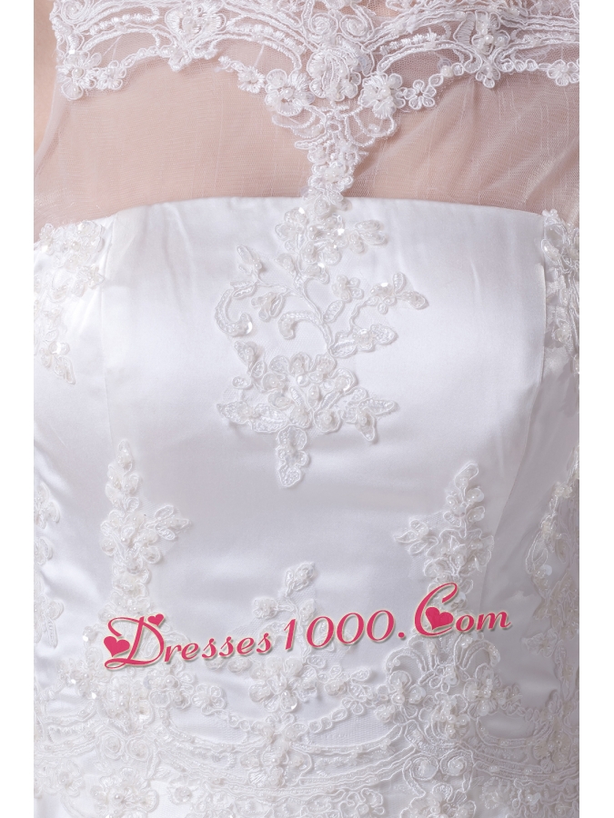 Bateau Neck New A-line / Princess Lace Wedding Dress