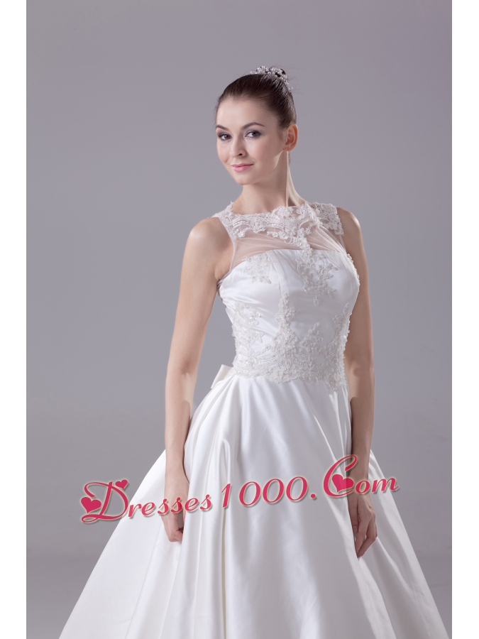 Bateau Neck New A-line / Princess Lace Wedding Dress