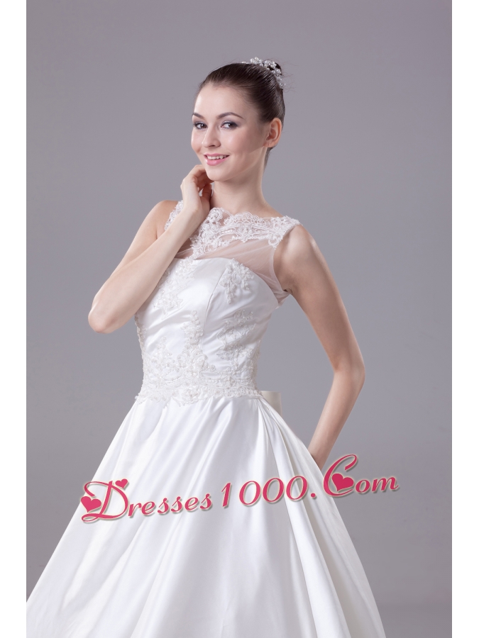 Bateau Neck New A-line / Princess Lace Wedding Dress