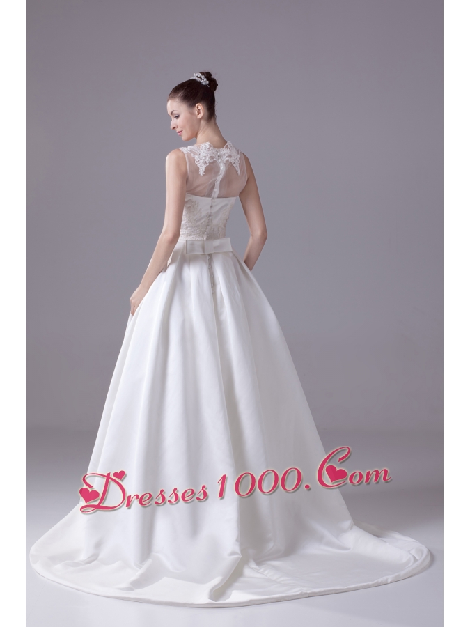 Bateau Neck New A-line / Princess Lace Wedding Dress