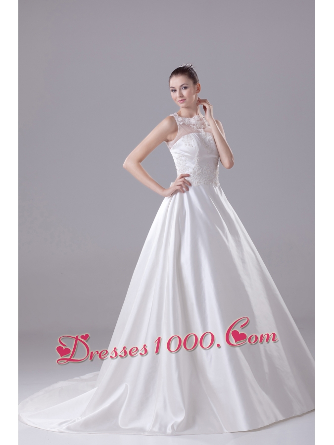 Bateau Neck New A-line / Princess Lace Wedding Dress