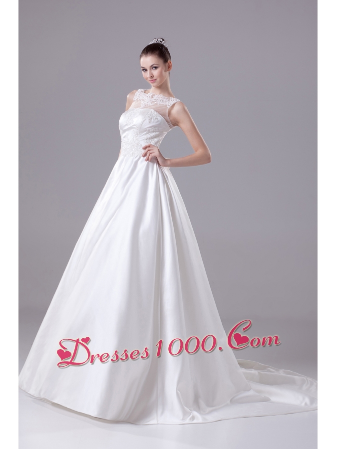 Bateau Neck New A-line / Princess Lace Wedding Dress